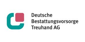 Logo der Deutschen Bestattungsvorsorge Treuhand AG in grüner und roter Farbgestaltung mit Unternehmensnamen.